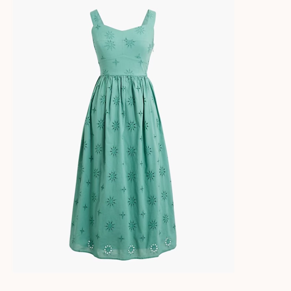 J.Crew Teal Eyelet Midi Dress